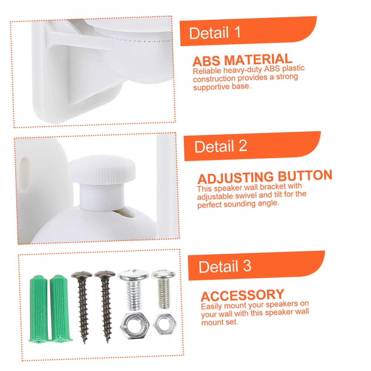 Operitacx 4 pièces Supports Muraux pour Enceintes Lot de Supports Rotatifs Muraux Design Compact et Durable Facile à Installer pour Environnement Cinéma