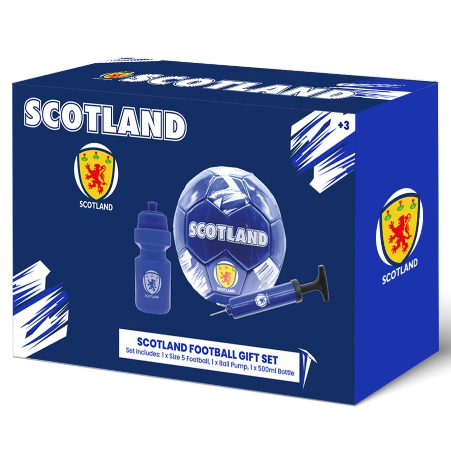 Gioco International Country Themed Football Gift Set, Includes Size 5 Team Ball, Pump and 500ml Bottle, Fan Present, Scotland, Blue/White