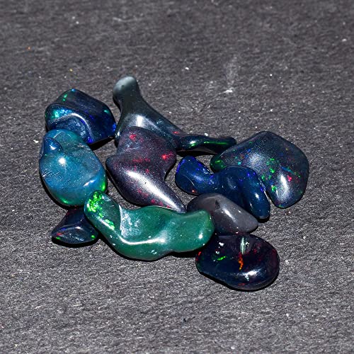 Infinitygemsart 10Pcs Black Fire Raw Opal Loose Wholesale Bulk Stones, Birthstone, Natural Rough Gemstones, Diy & Jewelry Making Supply, Chakra Energy Healing Crystals, Gem Collection #TOP20