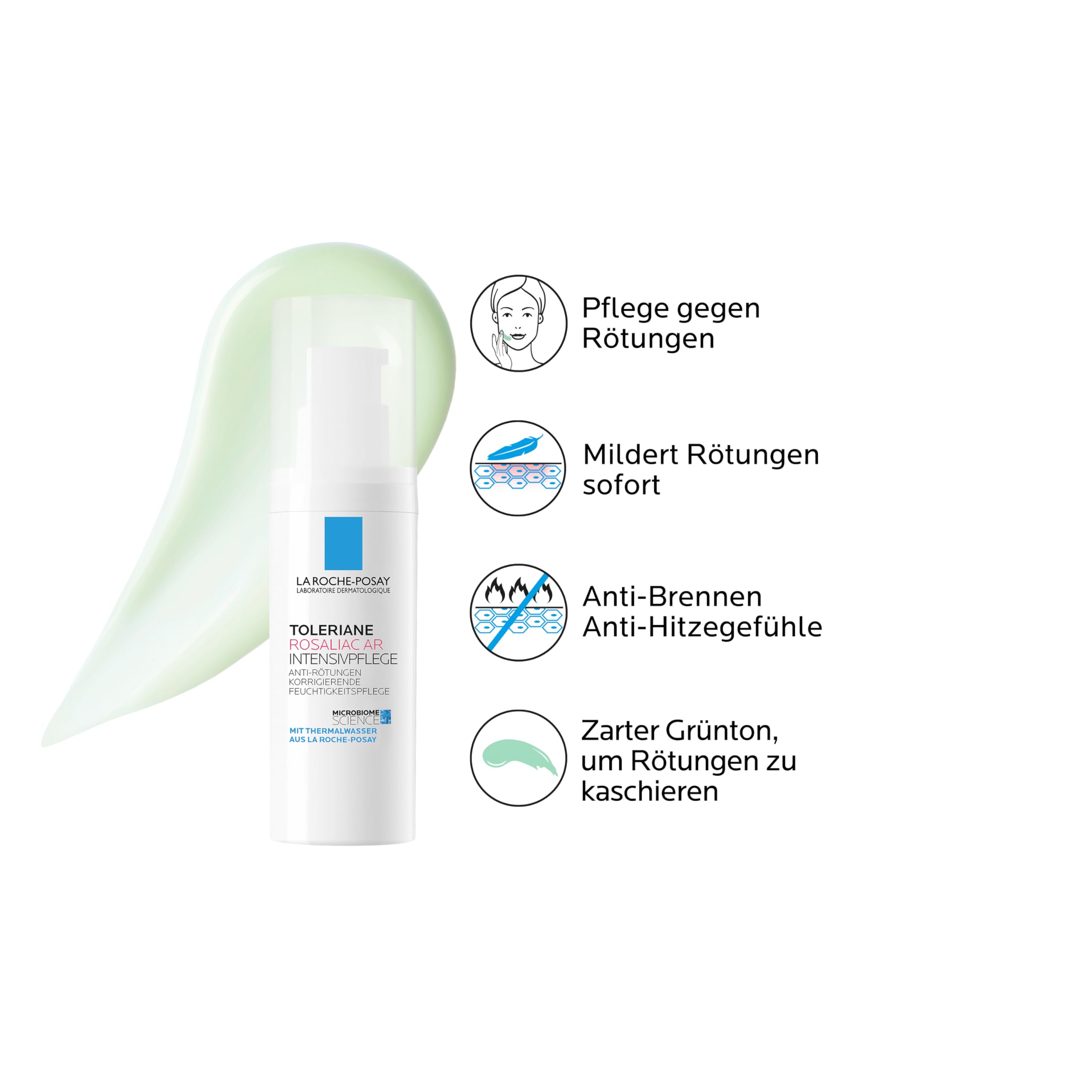 La Roche Posay Toleriane Rosaliac AR Intensivpflege, Gesichtspflege für zu Rötungen und Rosazea neigende Haut, Feuchtigkeitscreme mit ausgleichendem Grünton, Kaschierende Intensivpflege, 40ml