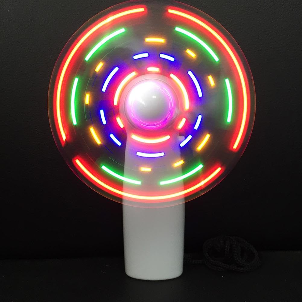 Small Electric Fan With Flashing Words Mini Portable Student Toy Handheld Battery Rechargeable Led Fan Support Light Cooling