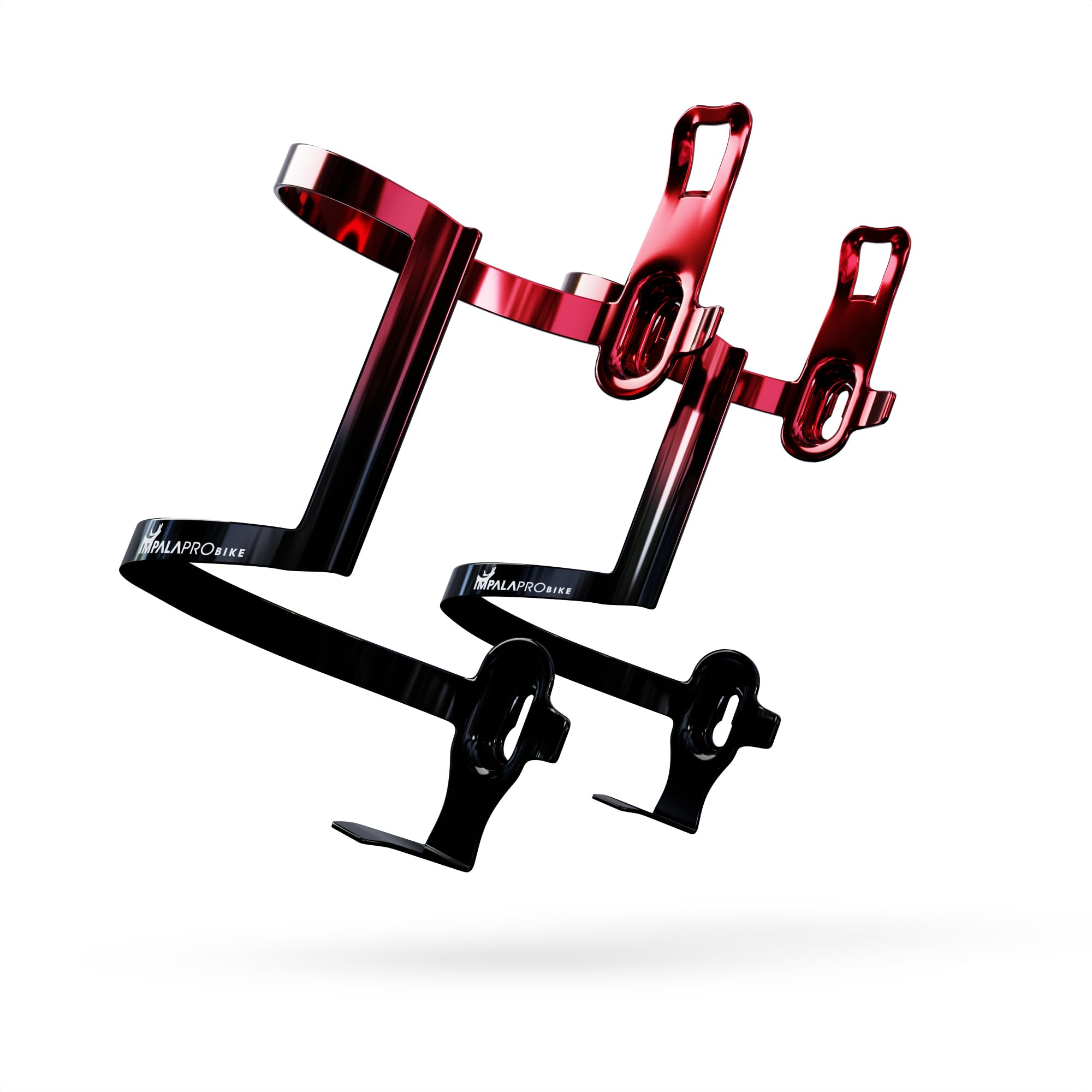 IMPALAPRO Aluminum Side Entry Bottle Cage Lightweight 34g – Secure Grip Anti-Scratch Design – Bike Water Bottle Holder Side Load with Electroplated Gradient Finish – Universal fit 72-76mm (red 2pc)
