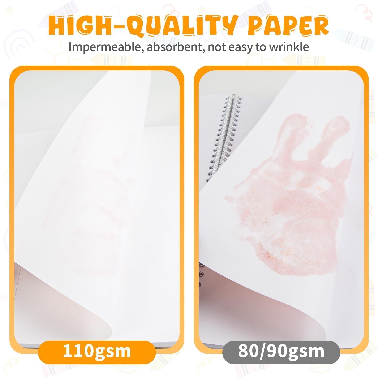Umriox Blocco da disegno per bambini, 22,9 x 30,5 cm, confezione da 4 blocchi da disegno (50 fogli ciascuno), carta da disegno priva di acidi da 110 g/m², album da disegno rilegato con colla, per