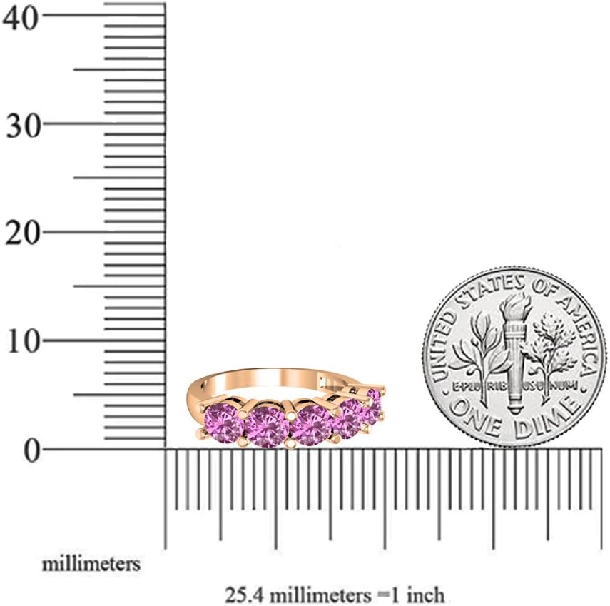 Dazzlingrock Collection 14K Round Ladies 5 Stone Bridal Wedding Band Anniversary Ring, Rose Gold