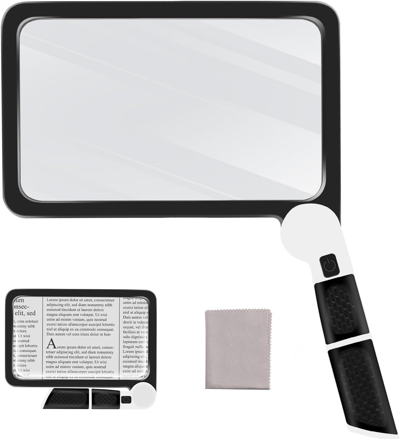 5X Magnifying Glass with Light, Handheld Magnifier for Reading, Large Magnifying Glass with 48 LED Light and Anti-Glare Lens, Magnifier for Seniors, Macular Degeneration, Low Visions (Black)