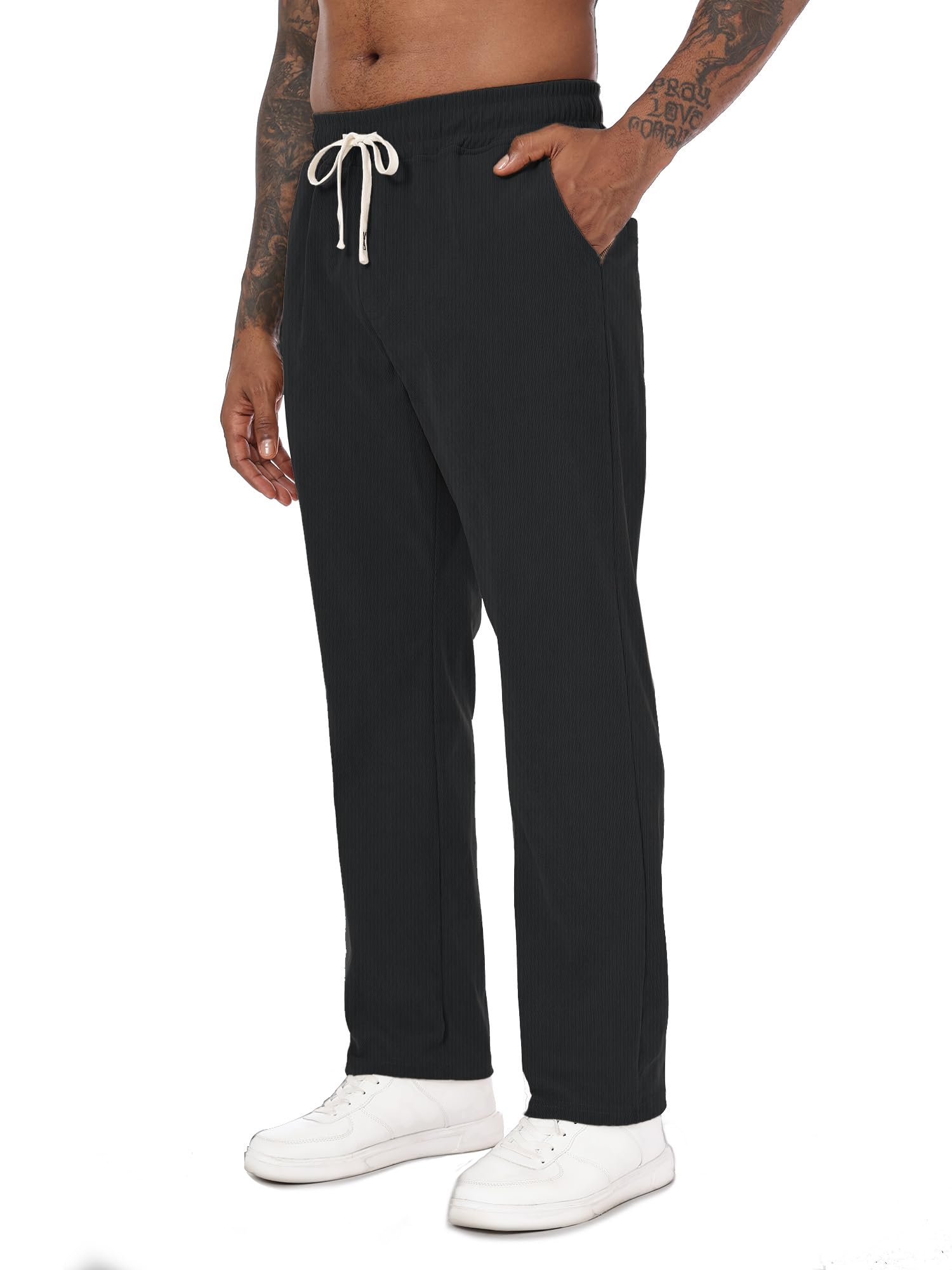 Yageshark Herren Cord Jogginghose - Bequeme Freizeithose mit Taschen & elastischem Bund für Alltag & Büro