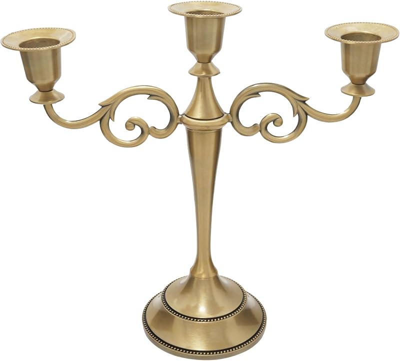3 Candle Metal Candelabra – Candlesticks Holder, Brass