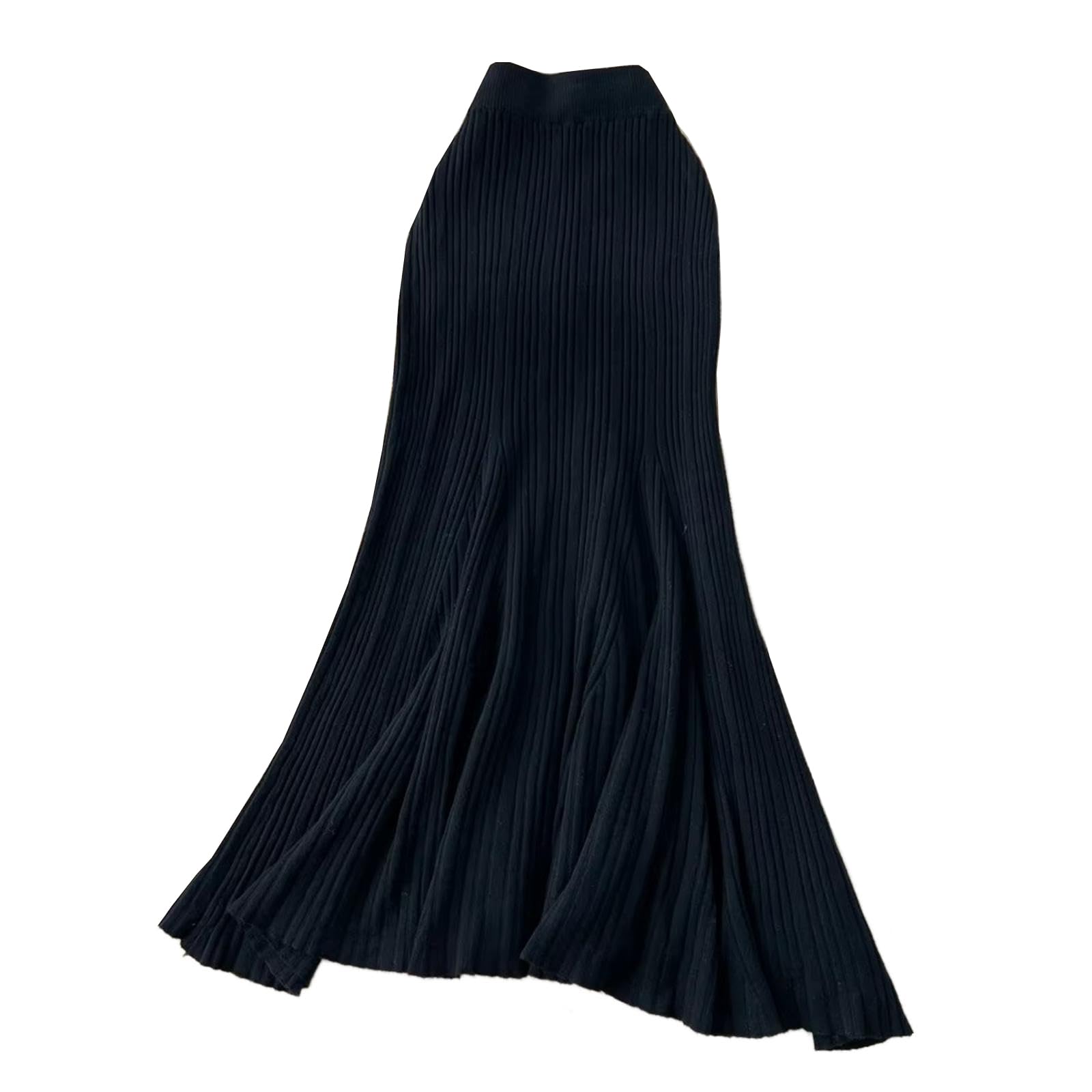 Gonna Midi da Donna a Sirena in Maglia a Coste a Vita Alta