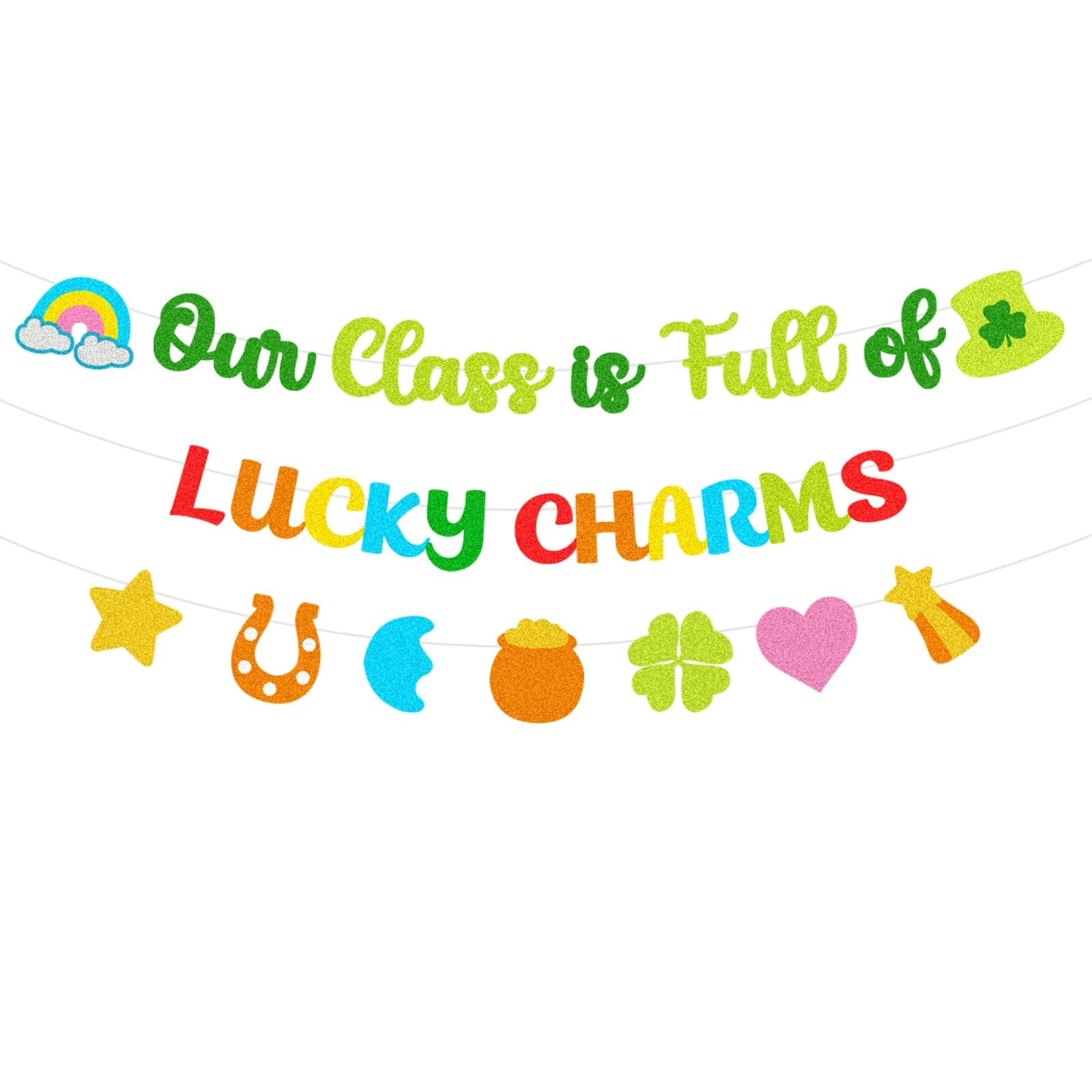 3Pcs St Patricks Day Decorations Banner Supplies, Green Shamrock Party Celebration Supplies