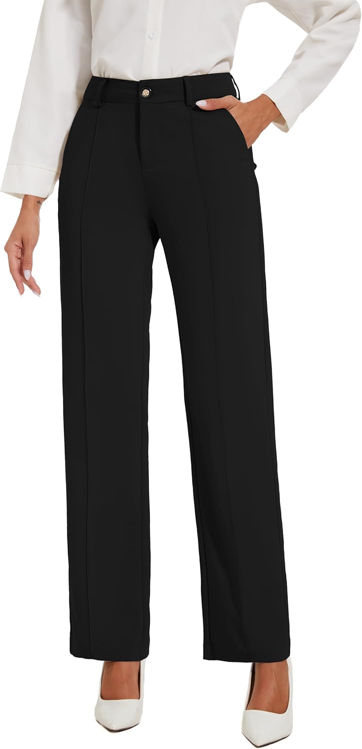 Womens Dress Pants Stretchy Business Casual Work Pants Straight Leg Slacks for Office