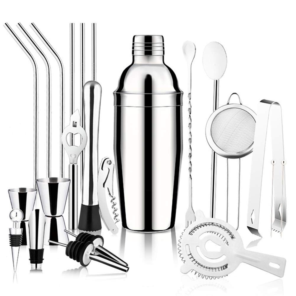 AIZYR Conjunto De Barra De Coctelera con 2 * Taza De Medir, Kits De Herramientas De Barra De Acero Inoxidable Set De Regalo De Cóctel, 750ml