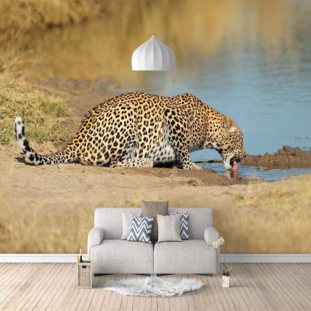 Peinture Murale Auto-adhésive Léopard 3D | Toile Textile Haute Définition pour Chambre Bébé