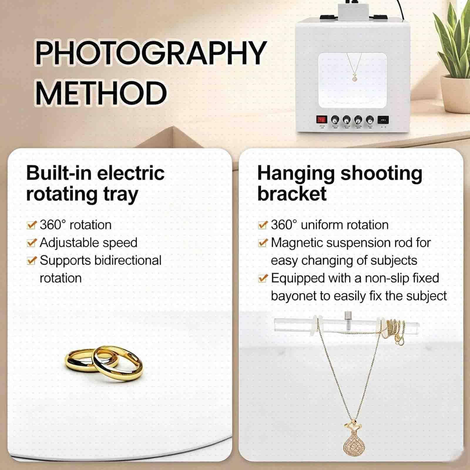 Tenda Fotografica Dimmerabile,Mini Light Box per Prodotti Piccoli T20 | Controllo Completo Luminosità E Rotazione,Design Compatto per Studio Fotografico Domestico