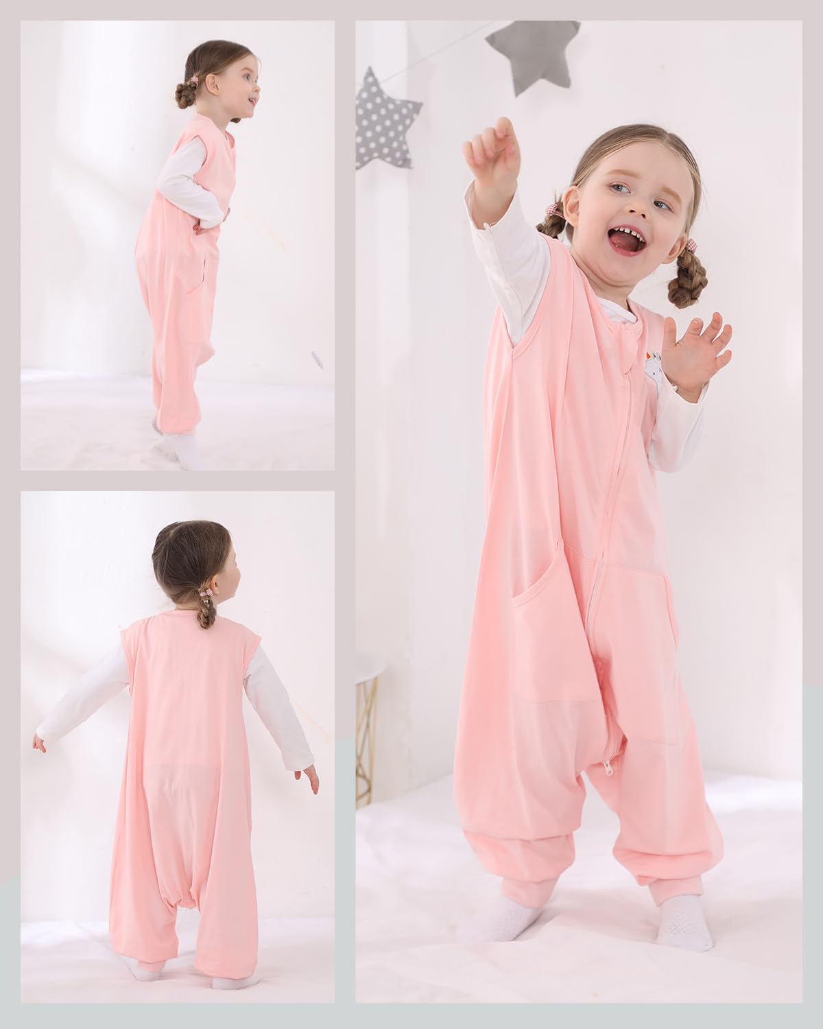 Saco de dormir para niños pequeños, saco de dormir sin mangas, mantas de vestir 6M-5T, saco de dormir rosa, 2-3T, grande 6