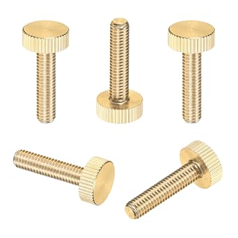 M METERXITY 5-Pack Knurled Thumb Screws M6x25mm Solid Brass Flat Head