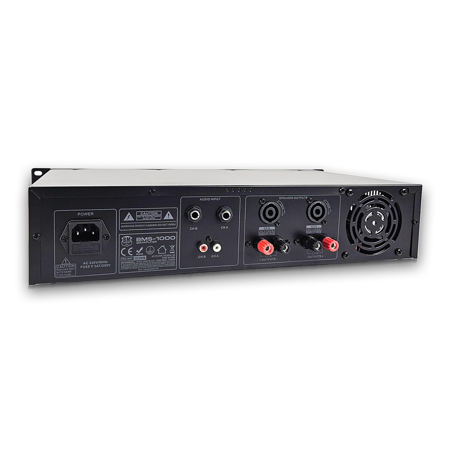Amplificateur DJ Sono BMSonic BMS-1000-2x500W - Technologie MOSFET avec Ventilation Continue