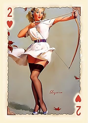 Miniatura 7 de Naipes vintage para chicas Pin-Up | Póker de 54 cartas y baraja de puente con arte clásico de los años 40 a 50