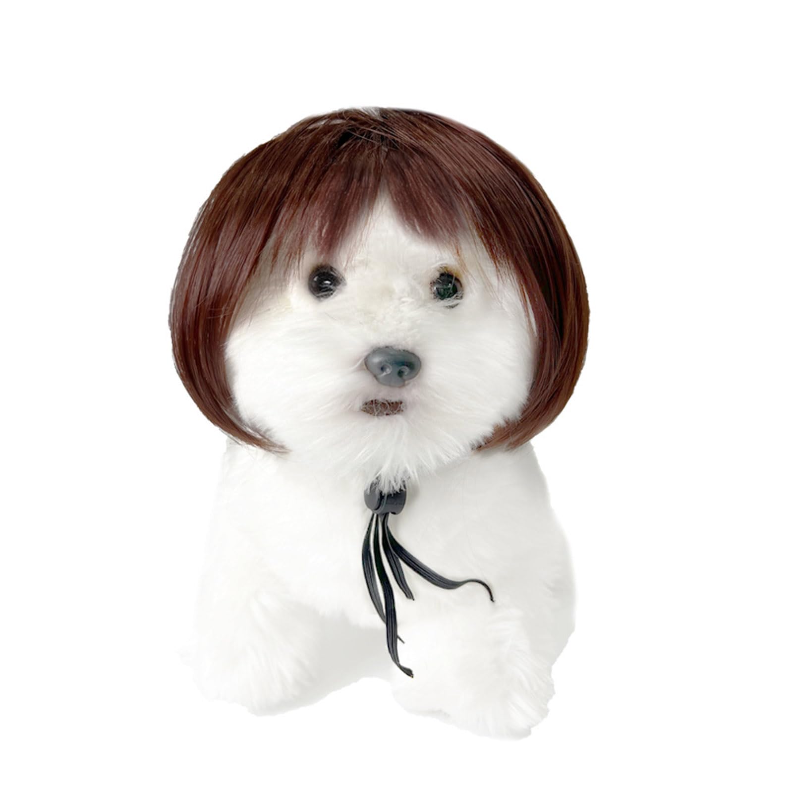 Ling & Bai Dog Cat Cosplay Wig Halloween Dog Costume Funny Pet Wigs for Small Medium Large Dogs (Red-Brown-A)