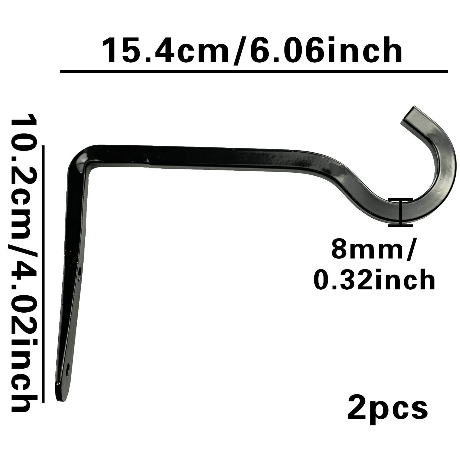2 Pack Hanging Basket Bracket,Hanging Basket Brackets Outdoor,Hanging Basket Hooks,Wall Hanging Basket Holder Hanger for Garden Lawn Light Flower Pots Bird Feeders Plants Lanterns Wind Chimes (Black) - Image 2