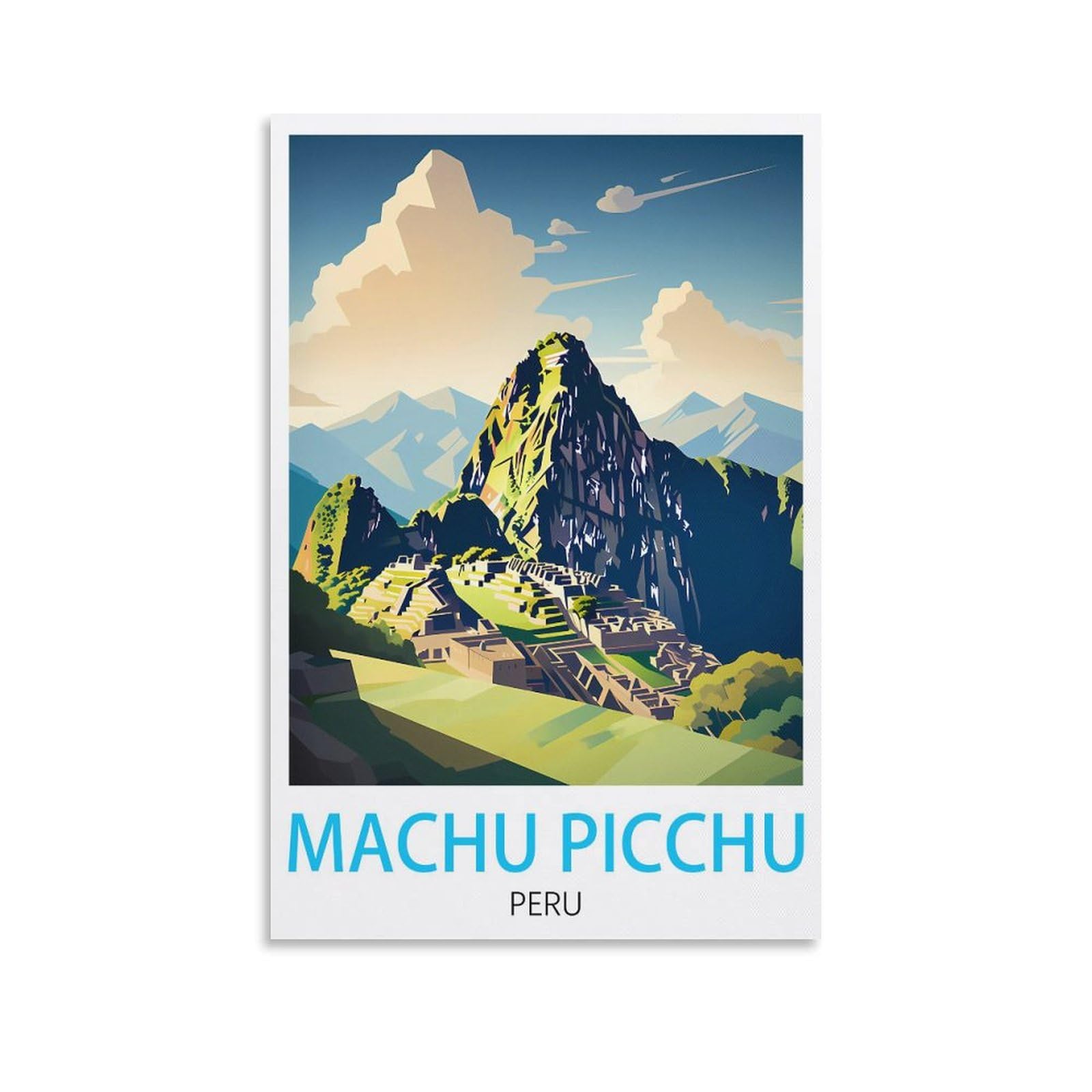 Lichnww Unframe-Style Machu Picchu Peru Vintage Travel Posters 16X24inch(40X60cm) Canvas Print For Living Room, Bedroom, Dorm, Home, Office Wall Decoration