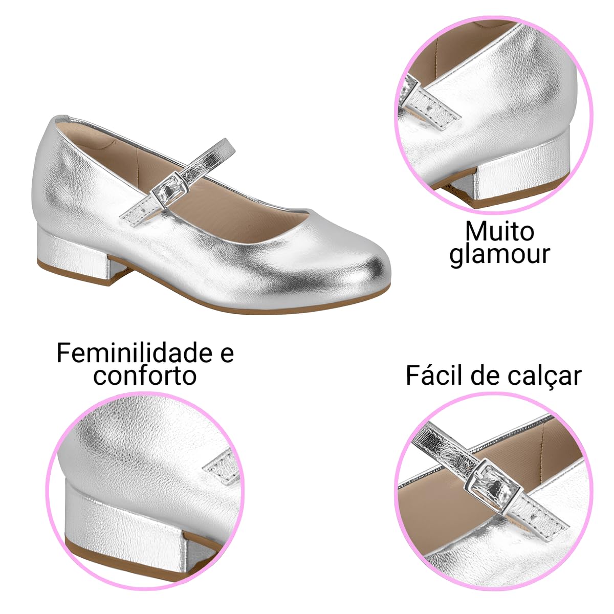 Sapato Infantil Molekinha Social Salto Metalizado Prata em promoção! Veja a oferta e mais achadinhos de Sapatos Infantis 5 Hoje é o melhor dia para comprar Sapato Infantil Molekinha Social Salto Metalizado Prata com aquele preço maroto! Promoção! Aproveite a oferta! 5
