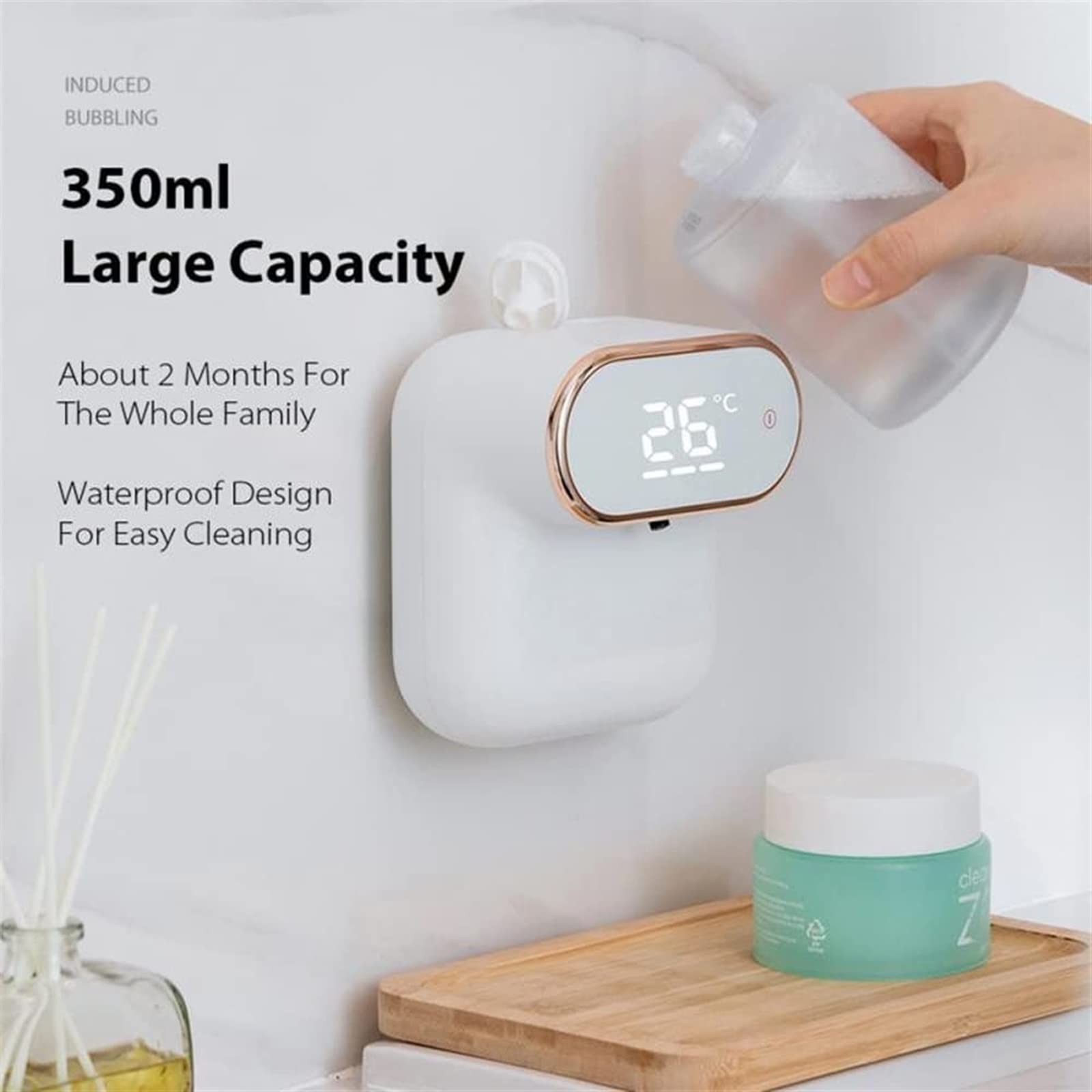 Distributeur automatique de savon à capteur, rechargeable par USB, lavage des mains mural en mousse, petit et pratique pour la maison et le bureau, fonctionnement sans contact