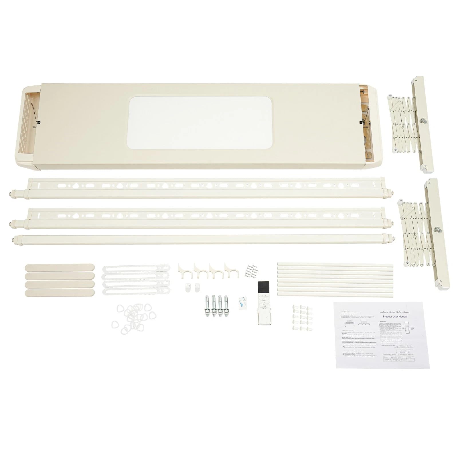 Elektrischer Vertikaler Wäscheständer Deckenständer Deckenmontage Für Wand und Decke Mit Beleuchtung und Fernbedienung Platzsparend Zusammenklappbar Aluminium und Stahl Für Wäscheteile/Bettwäsche
