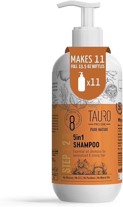 Shampoo Hidratante 5 em 1 para Cães TAURO PROLINE, Sem SLS e Parabenos, 400 mL