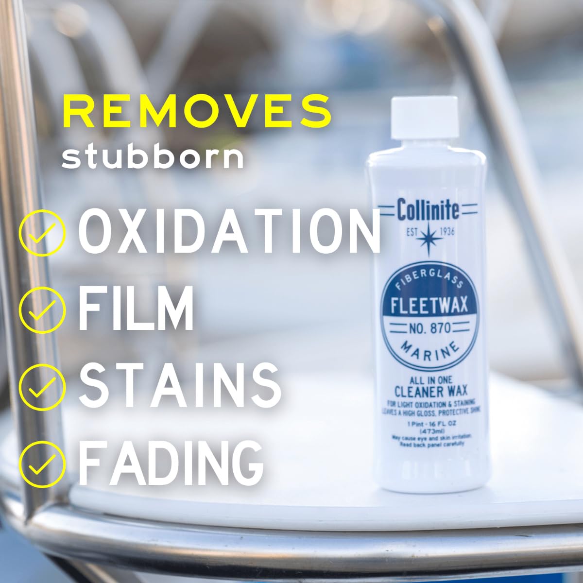 COLLINITE No 870 Marine Fleetwax 2in1 Boot Politur Versiegelung Set | Gelcoat Versiegelung GFK Pflege | wasserabweisende Lackvesiegelung Schutz vor Salz, Wasser & UV mit 2 Premium Poliertücher