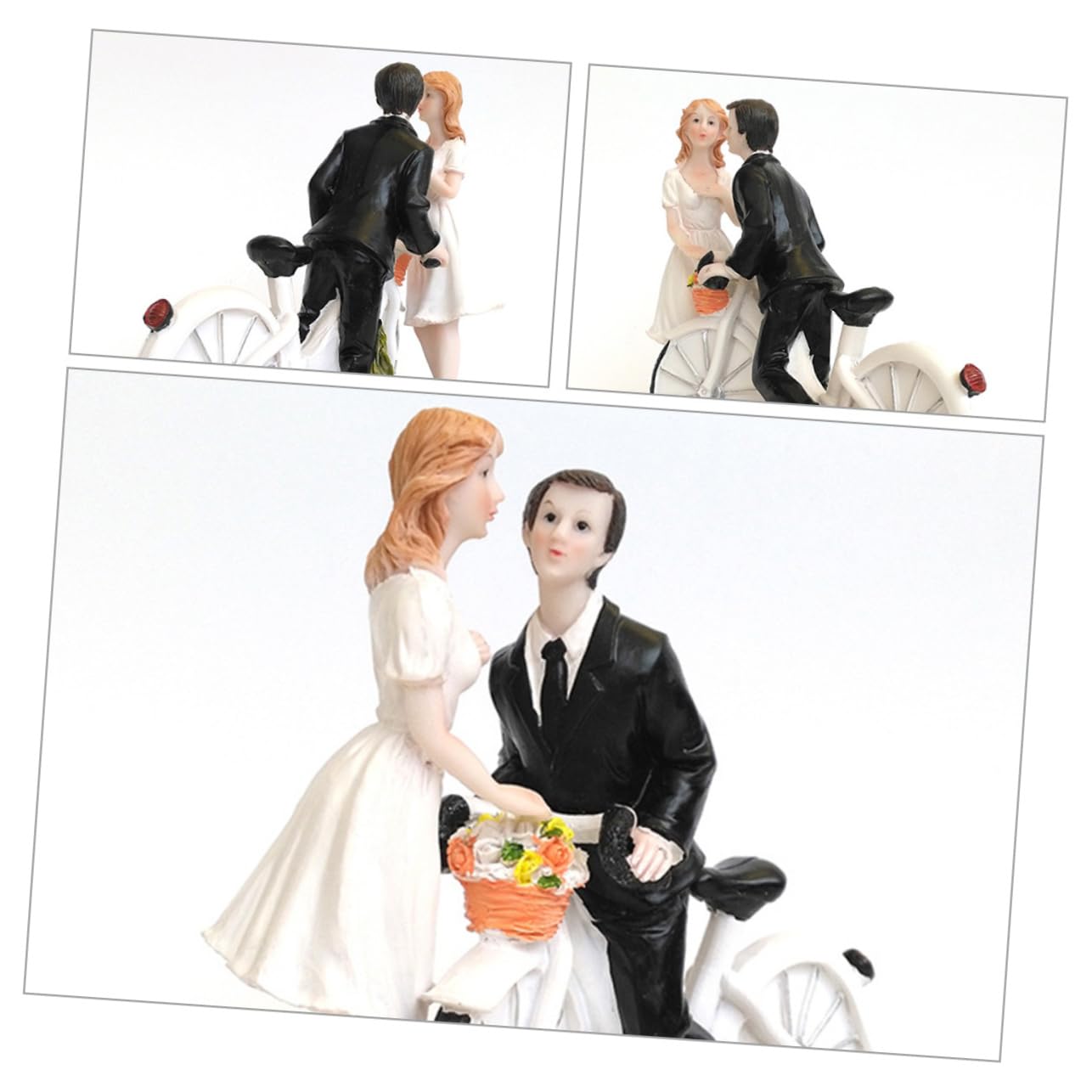 Brautpaar Figur aus Kunstharz für Hochzeitstorten mit Fahrradmotiv | Lebensechte Optik, Sammelobjekt mit Einzigartigem Hochzeitsmotiv, Geeignet für Geburtstage und Feiern