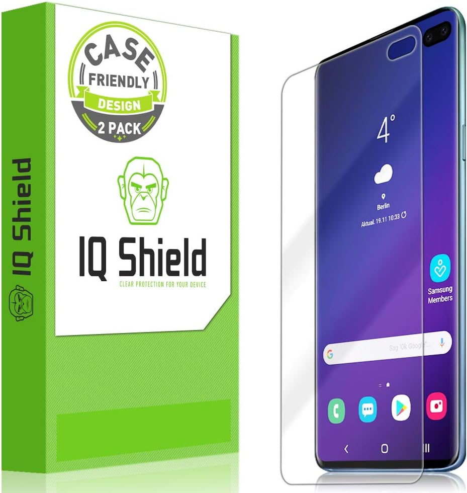 IQShield 2 Pack Screen Protector for Samsung Galaxy S10 Plus / S10+, Case Friendly, Easy Install, Anti-Bubble Clear TPU Film (NOT Compatible with Verizon S10 5G 6.7") (Works with Fingerprint ID)