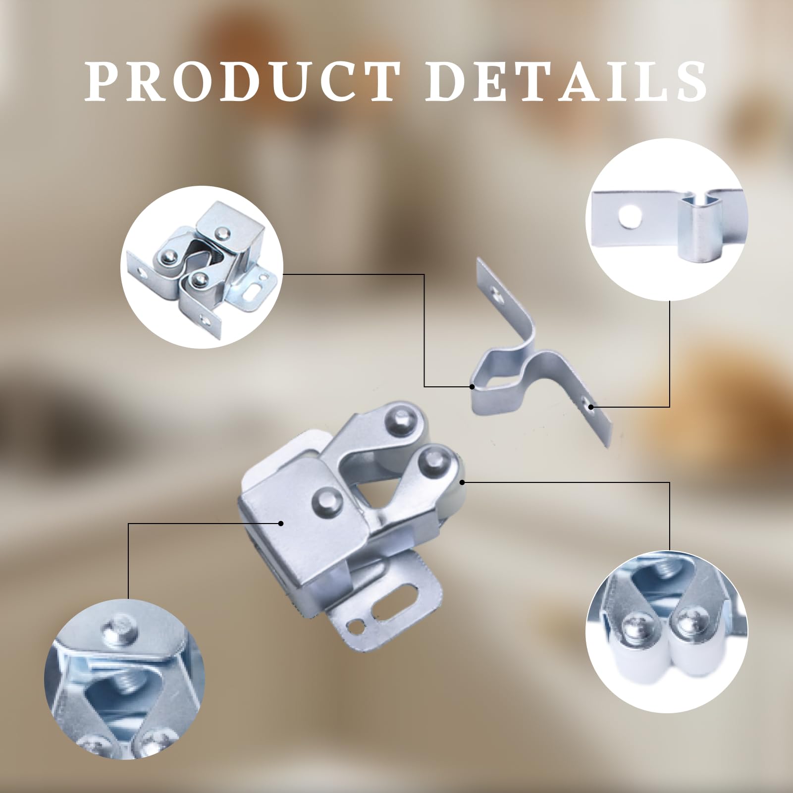10 Pcs Double Roller Catch Door Catches, Twin Roller Closet Catch Hardware Caravan Door Latch - Image 3