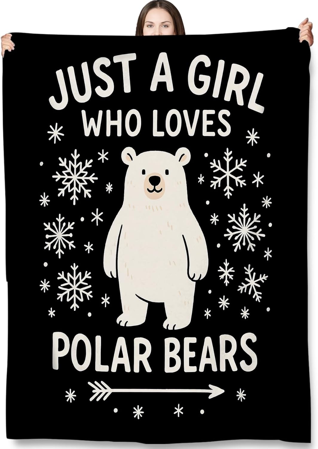 Cute Polar Bear Throw Blanket Gifts for Animal Lovers Kids Nature Fans,Adorable Wildlife Just A Girl Who Loves Blankets for Living Room Bedroom Decor, Fuzzy Warm Flannel Plush 50"x60"