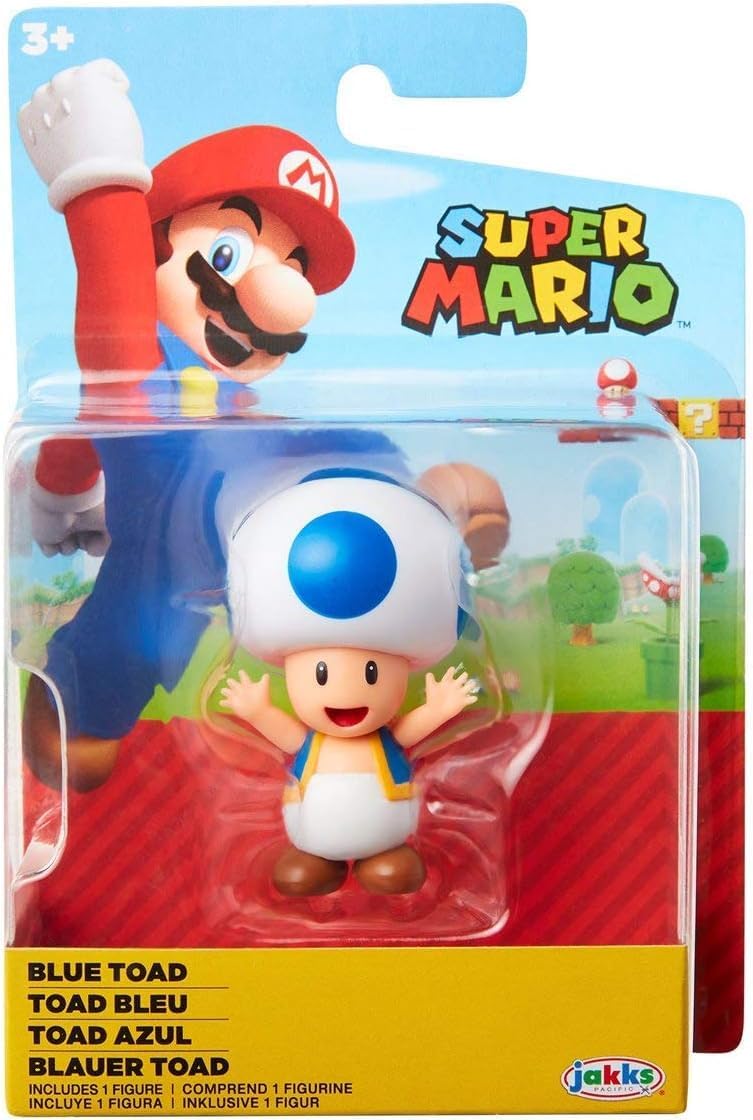 SUPER MARIO 2.5 inch Mini Action Figure - Packaging May Vary (Blue Toad)