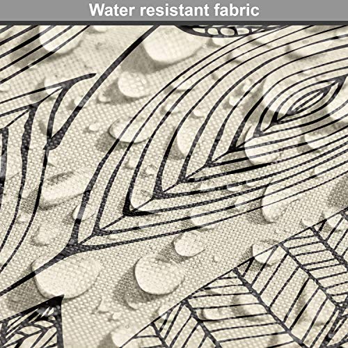 Image of Ambesonne Beige Fabric by The Yard, Autumn Geometric Leaf Pattern Ornamental Foliage Design Abstract Line Arrangement, Decorative Fabric for Upholstery and Home Accents, 2 Yards, Beige Black