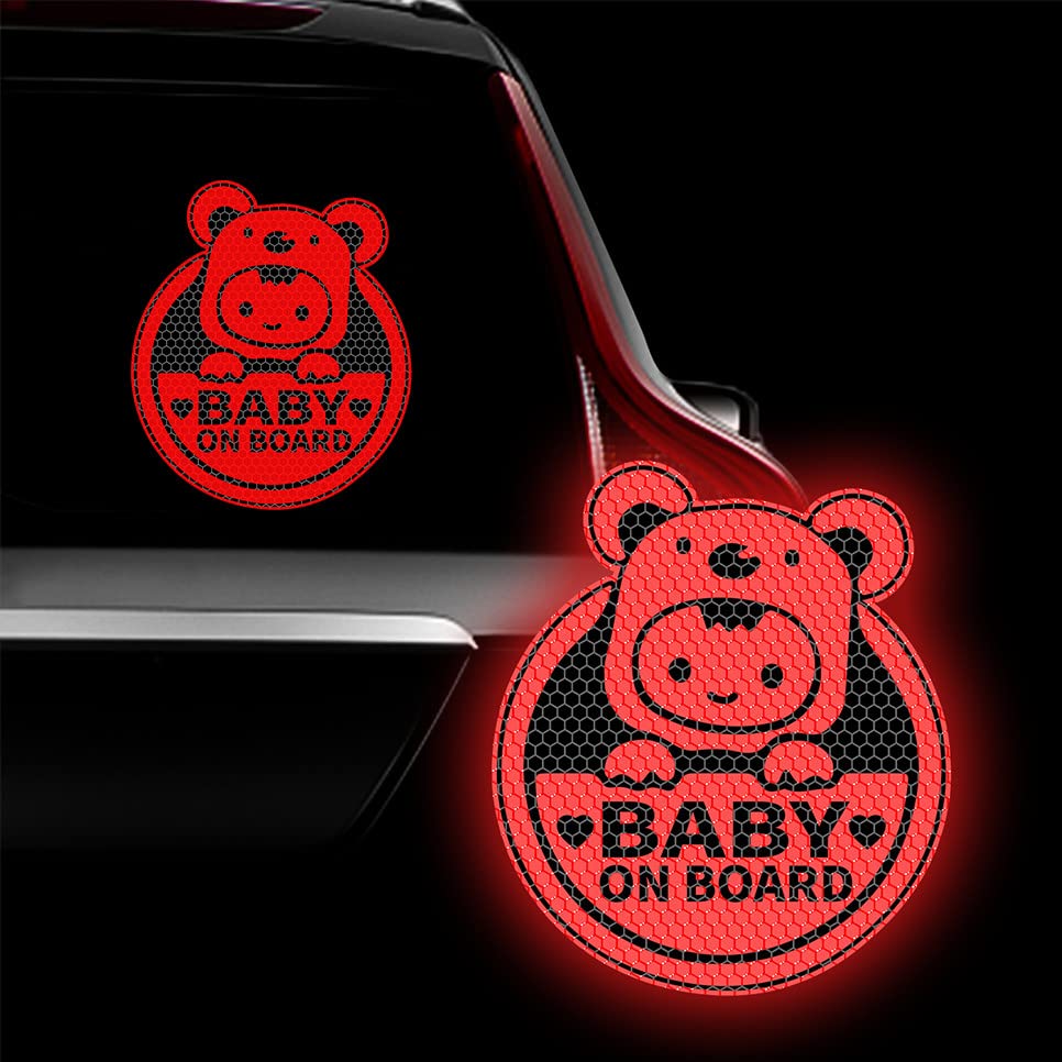 Baby On Board Sticker for Cars, Cute Koala High Intensity Reflective Waterproof Vinyl Car Decal Kids in Car Safety Sign for Car Window Bumper 6"x7" (Sticker-Red)