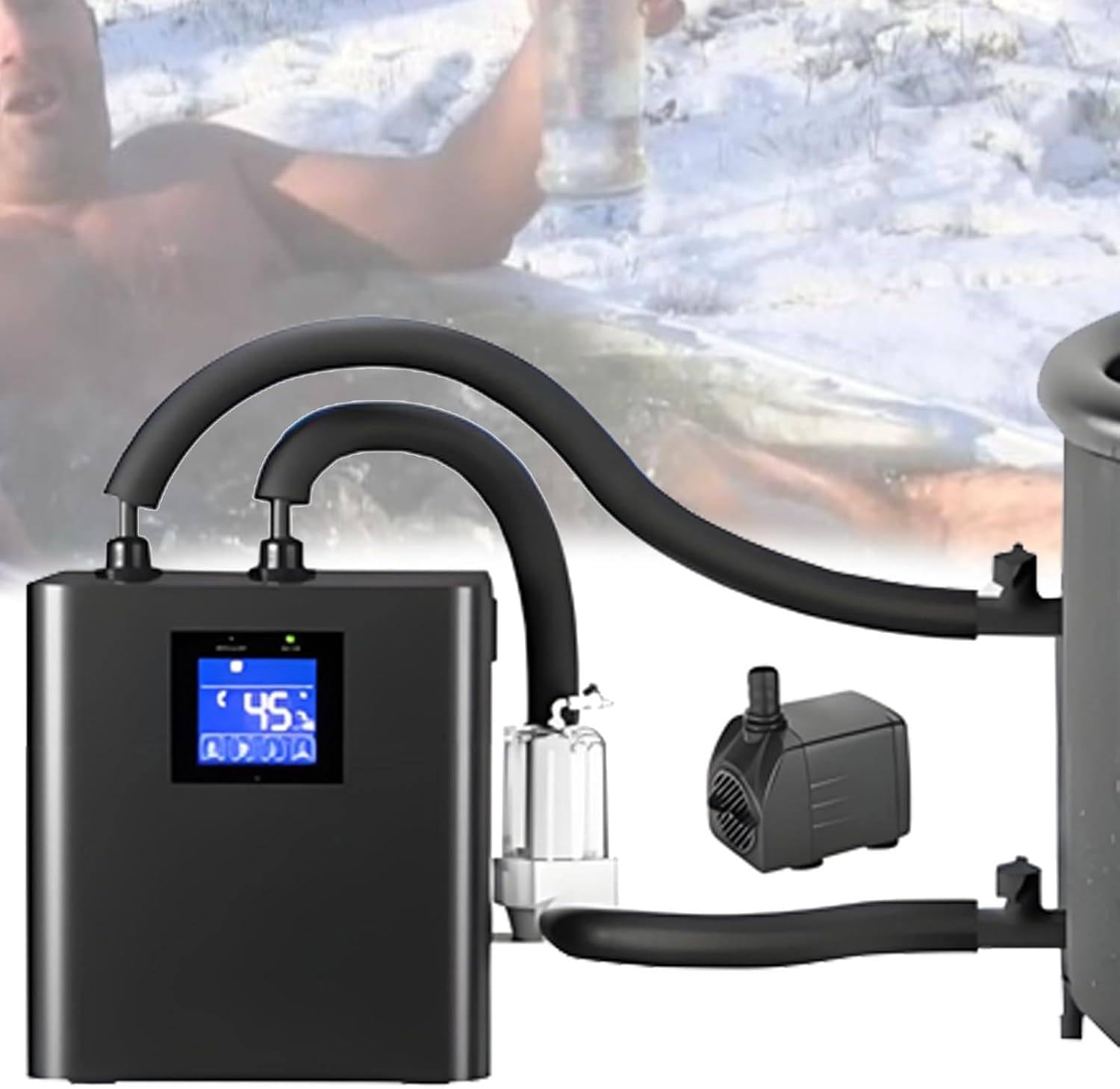 XUXIAO Ice Bath Water Chiller, Insulated Hoses Improve Cooling Performance, Ice Bath Cooler with Pump and Filter, for Athletes with Sports Recovery