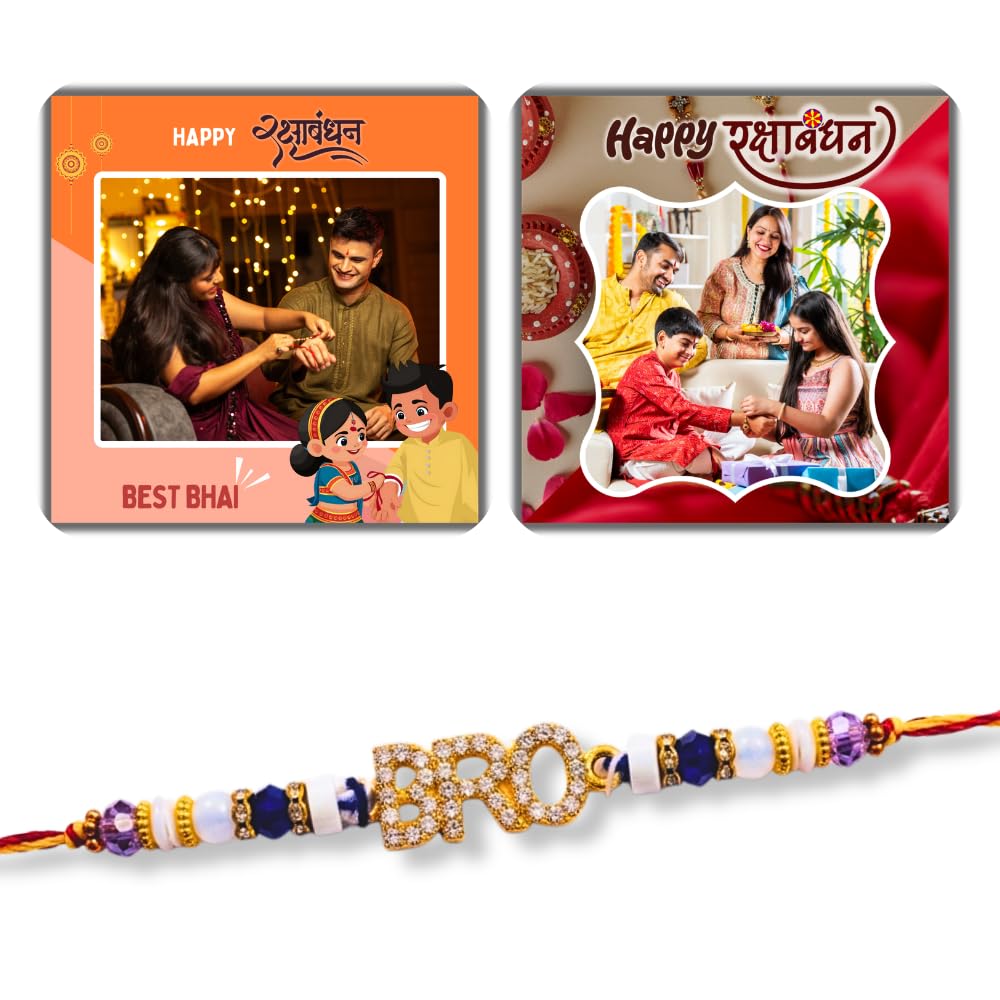 The Printverse Rakshabandhan Gift Box|1 Pc Designer Rakhi + 2 Pcs Custom Fridge Magnets (3x3 Inch)|Luxury Hard Gift Box Packing|Rakhi Gift Hamper for Bhai-Crystal BRO-image-12