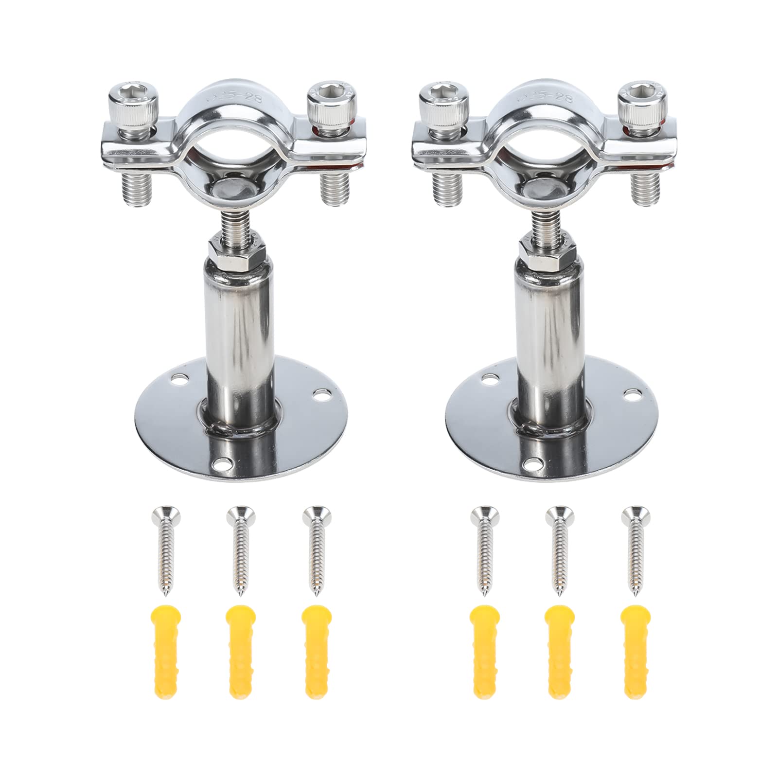 bathivy 2 Pcs Stainless Steel Wall Mount Ceiling Mount Pipe Support Ring Hanger, Adjustable Pipe Bracket Clamp with Screws for Pipe Tube (19mm (1/2- inch))