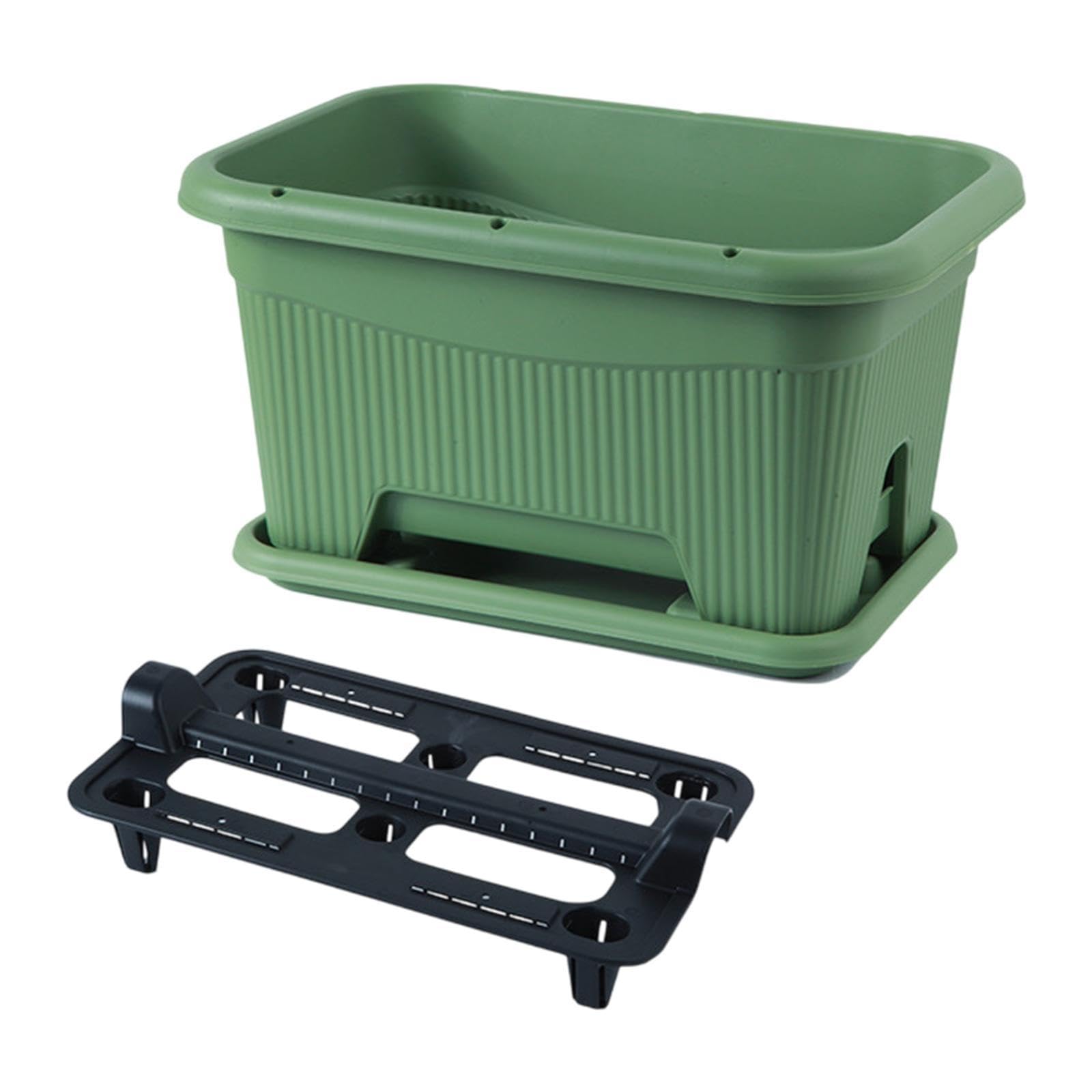 Flower Window Box with Tray Patio Planting Tool for Balcony Home Décor Porch Dark Green-image-18