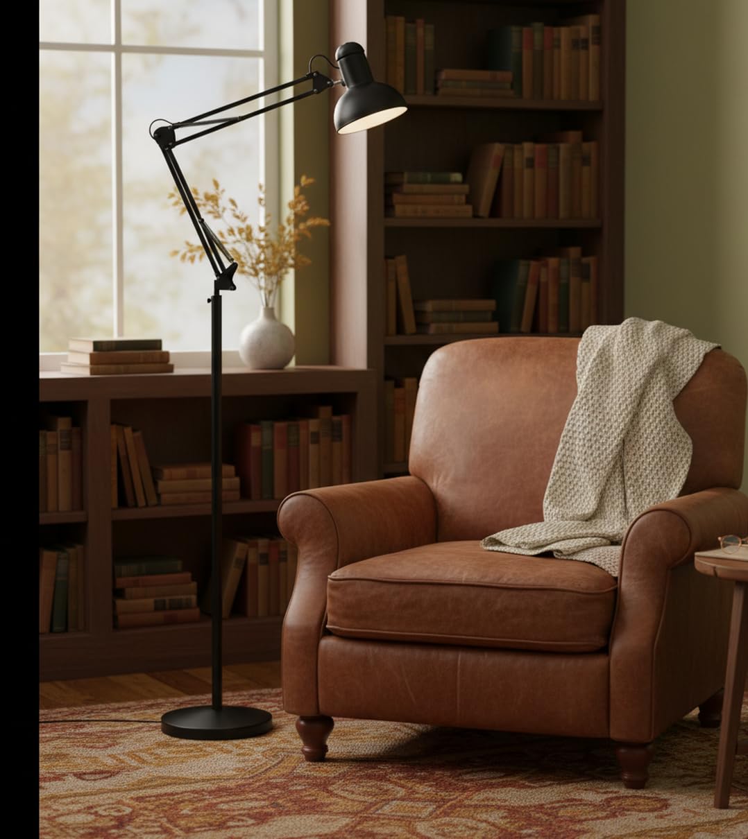 BEL AIR HOME - Lampada da Terra ANTIGONA Retro Vintage | Design Elegante e Flessibile | Compatibile E27 | Facile da Installare (NERO)