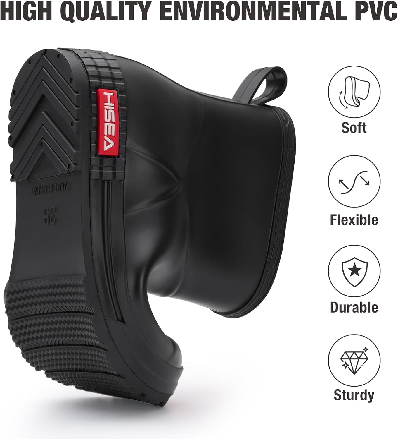 HISEA Women's Short Chelsea Boots Ankle Rubber Rain Boots for Garden Waterproof - Image 5