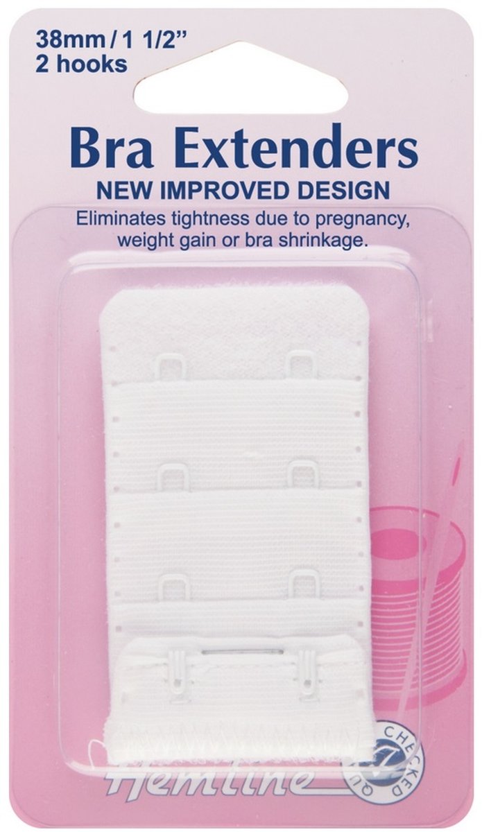 Hemline Bra Extender – 19mm White 4 rows 1 Hook Adjustable, Comfortable Solution for Pregnancy, Weight Gain, or Bra Shrinkage Easy to Attach, Relieves Tightness.