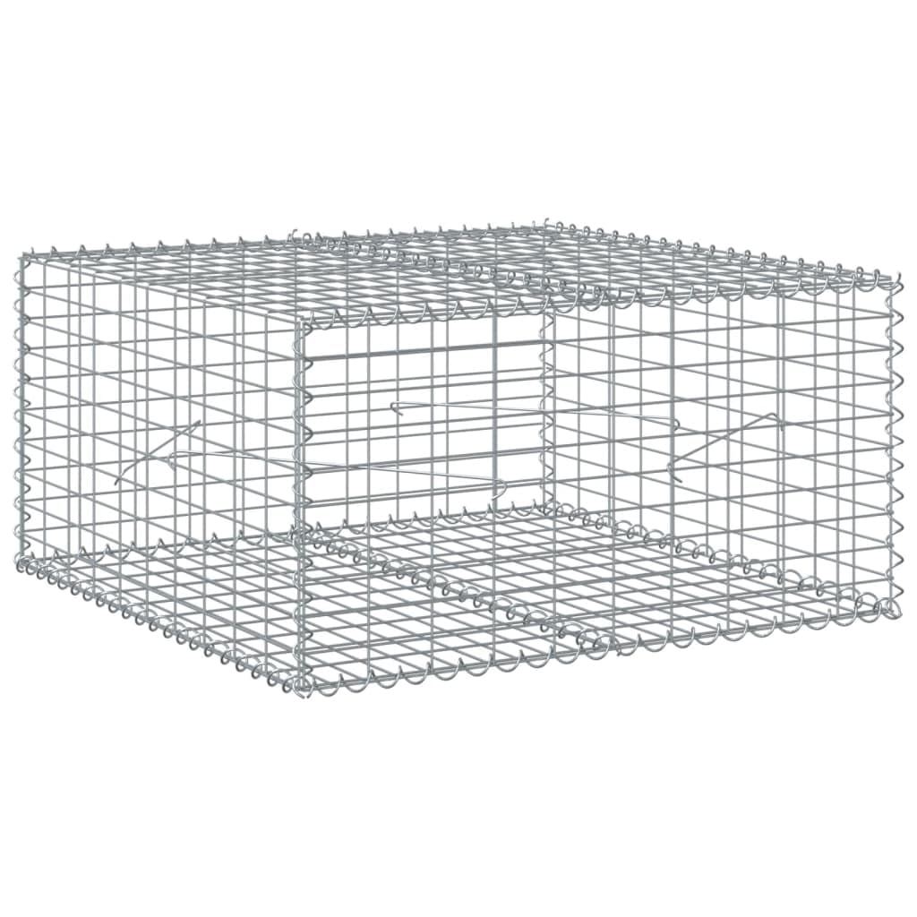 vidaXL Gabion Basket with Cover, Gabion Retaining Walls for Patio Garden Yard, Outdoor Mesh Cages for Rock Gravel, Galvanised Iron
