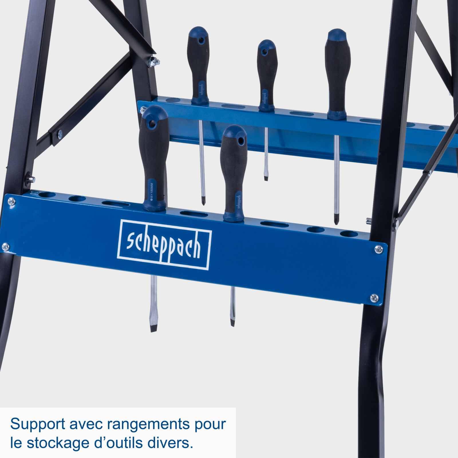 Scheppach Etabli et Table de Serrage Pliable WB150 - Charge maximale 150 kg - Hauteur de Travail 793 mm - Largeur de Serrage 0-245 mm - 4 mâchoires de Serrage