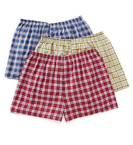 Fruit of the Loom Men's BigTartan Woven Boxer(Pack of 3)