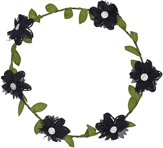 Lux Accessories Halloween Girls Fun Girls Black Flower Girl Bridal Flower Crown Headband - coolthings.us