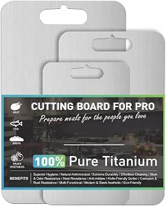 Titanium Cutting Board Set of 3, 100% Pure Titanium Cutting Boards for Kitchen, Double-Sided Food Grade Cutting Board Ideal Charcuterie & Chopping for Meat, Hygiene Durable Dishwasher（3 pcs）
