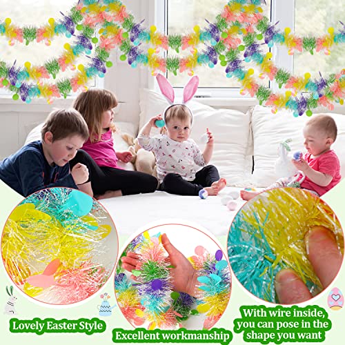 Ccinee 33Ft Easter Tinsel Garland, Colorful Tinsel Twist With Confetti Spring Hanging Tinsel Ornament Decoration For Holiday Door Tree Mantel Window Outdoor Party Supplies #TOP4