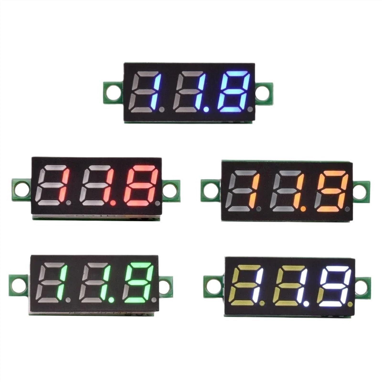 5 uds/10 Uds 0,28 pulgadas Micro LED voltímetro Digital DC 0-100V 2,3-30V coche Auto motocicleta probador de voltaje medidor Detector rojo azul (Color : 5pcs Red LED, Size : DC 2.3-30V 2cable)